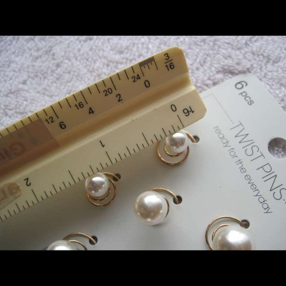 6 Scunci Elite Twist Pins Metal Hair Spin Pin White Pearl Accent End Luxe Beauty - Picture 7 of 8